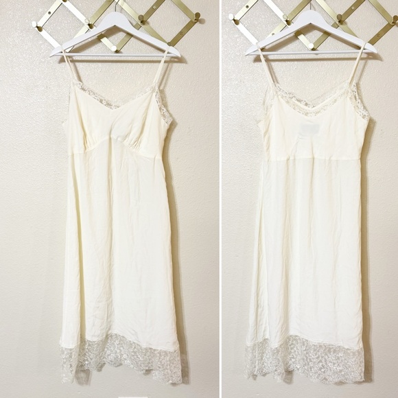 SIMONE ROCHA Lace-trimmed crepe de chine silk midi dress ivory cream size US 10 - Picture 5 of 11